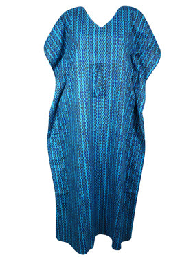 Stylish Maxi Kaftan Azure Blue Tunic Kaftan, Boho beach Coverup dress, One size